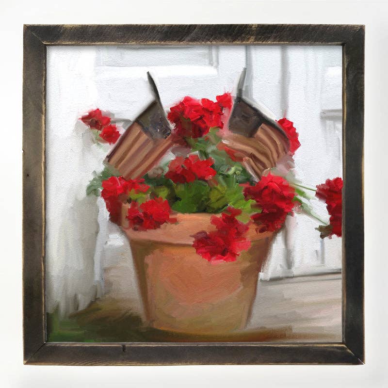Geraniums with Flags
