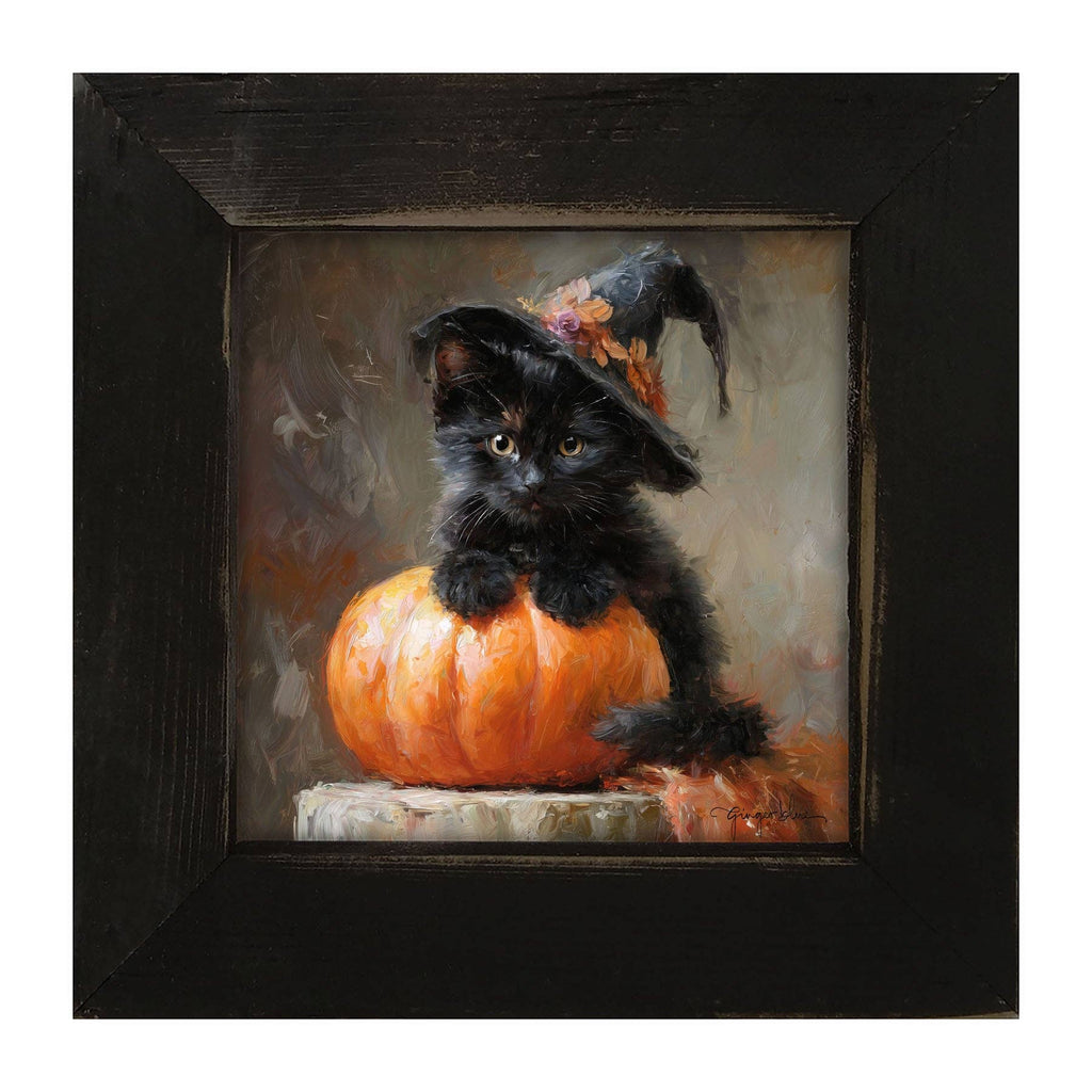 Black Kitten with Pumpkin