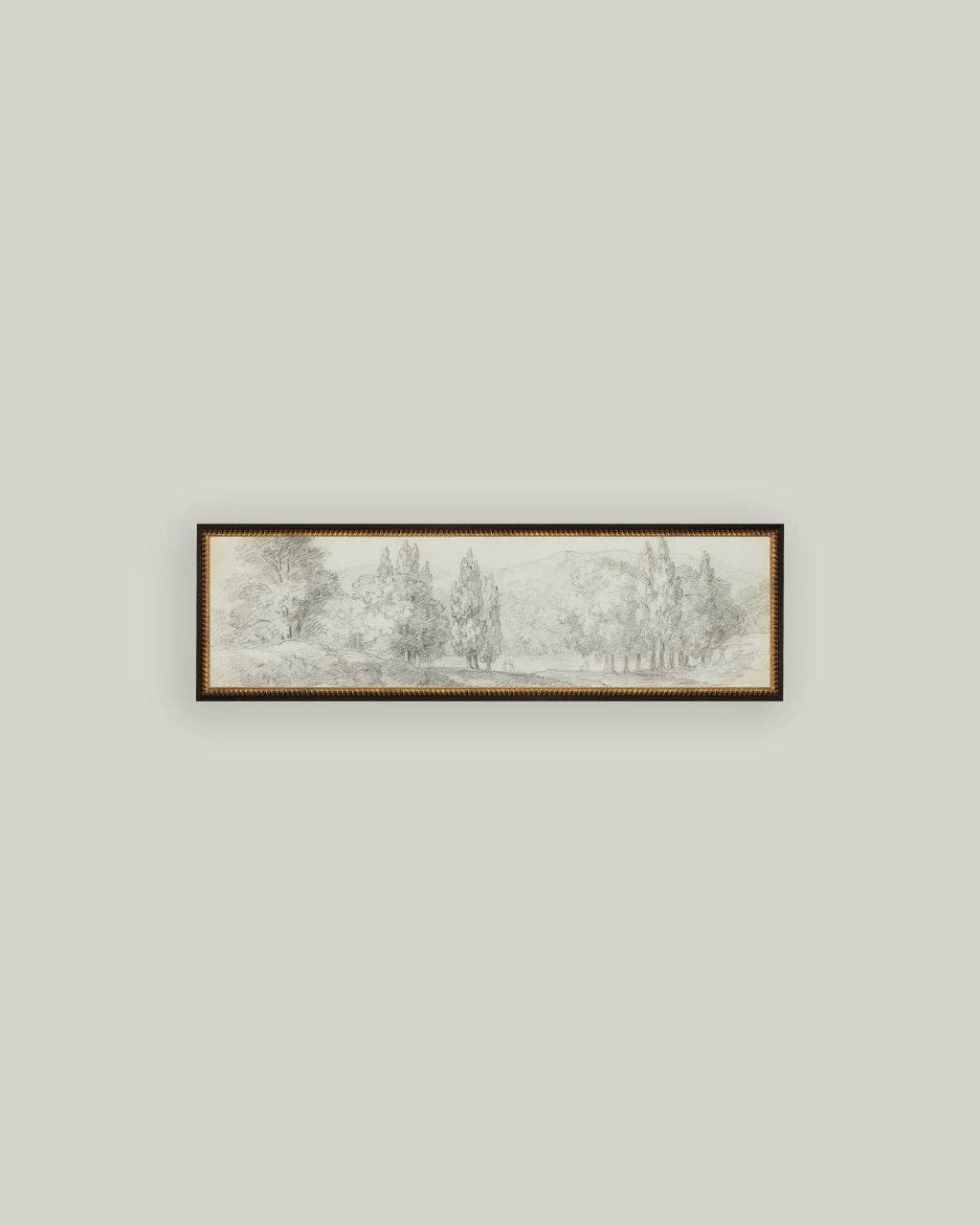 Country Meadow Sketch Framed Antique Art