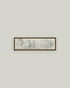 Country Meadow Sketch Framed Antique Art
