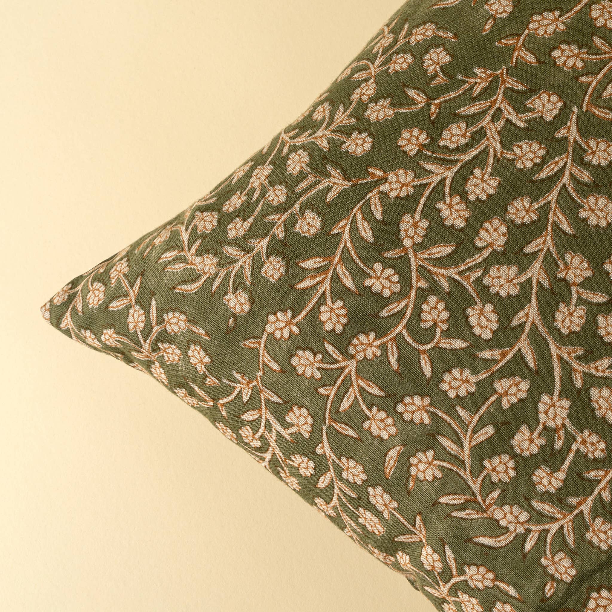 20x20 Wildvine Block Print Pillow, Olive