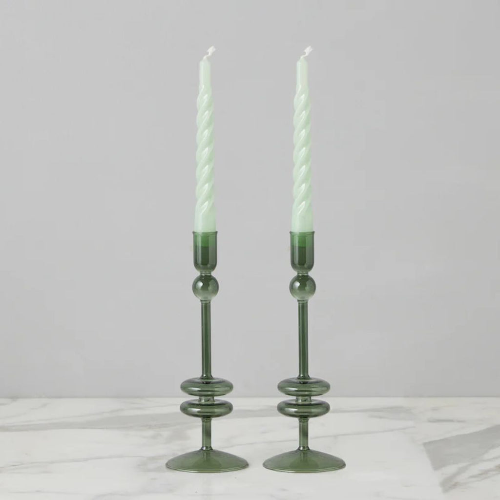 Emerald Glass Candlestick - Medium