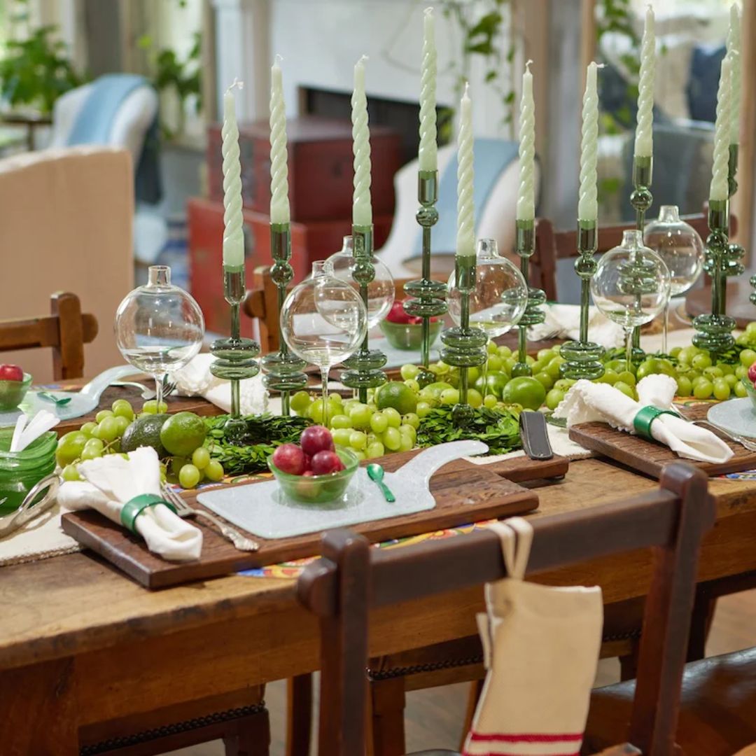 Emerald Glass Candlestick - Medium