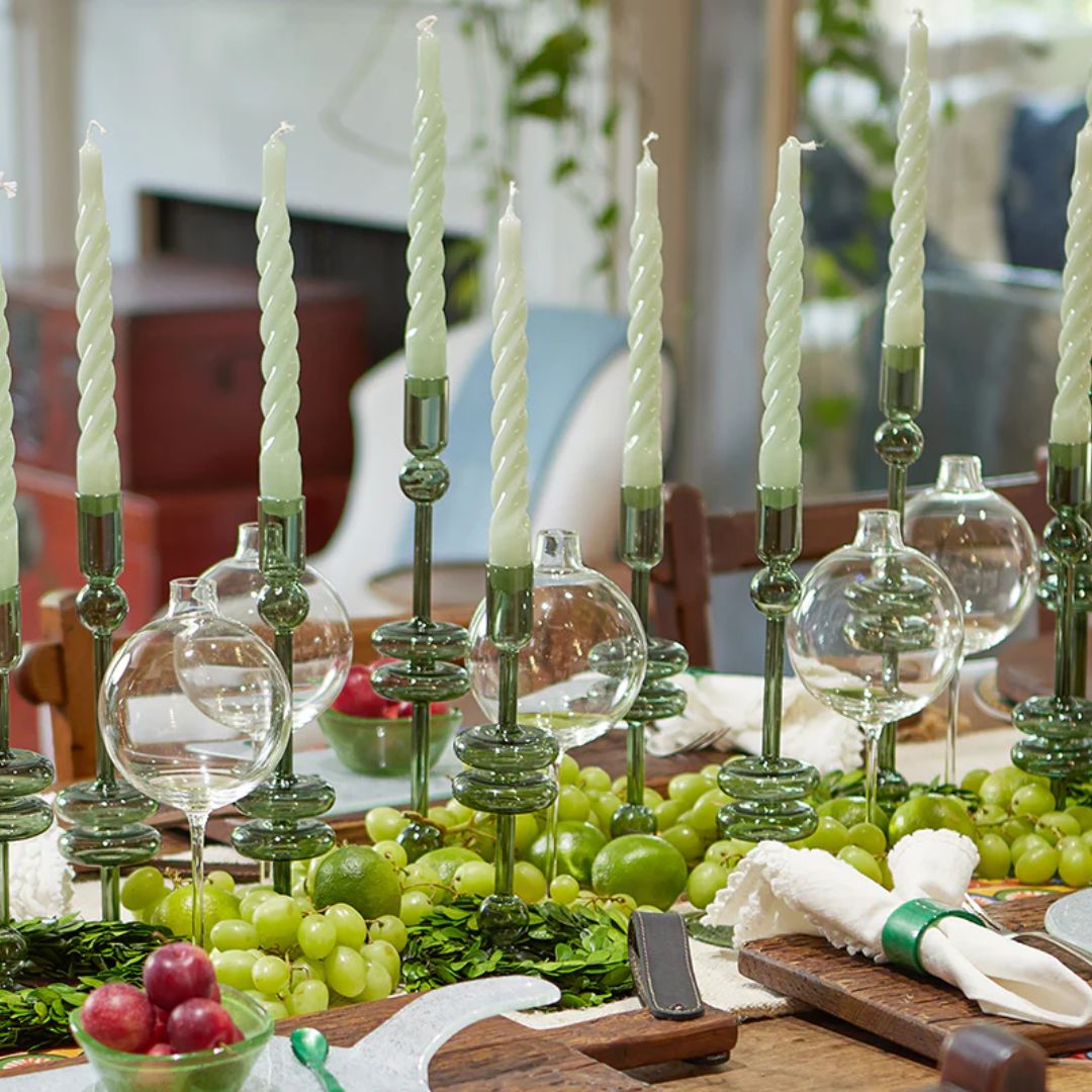 Emerald Glass Candlestick - Medium