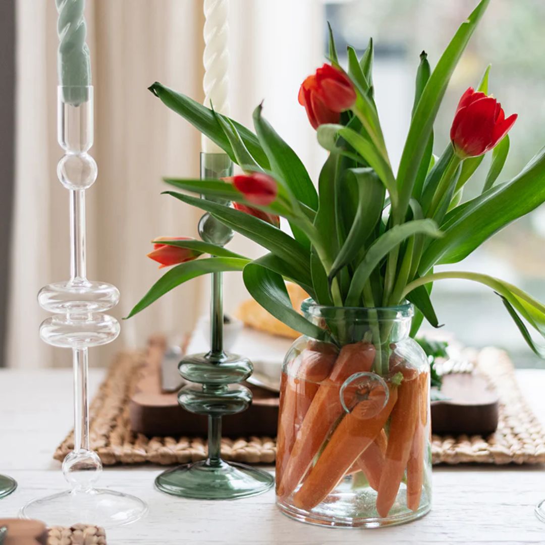 Emerald Glass Candlestick - Medium