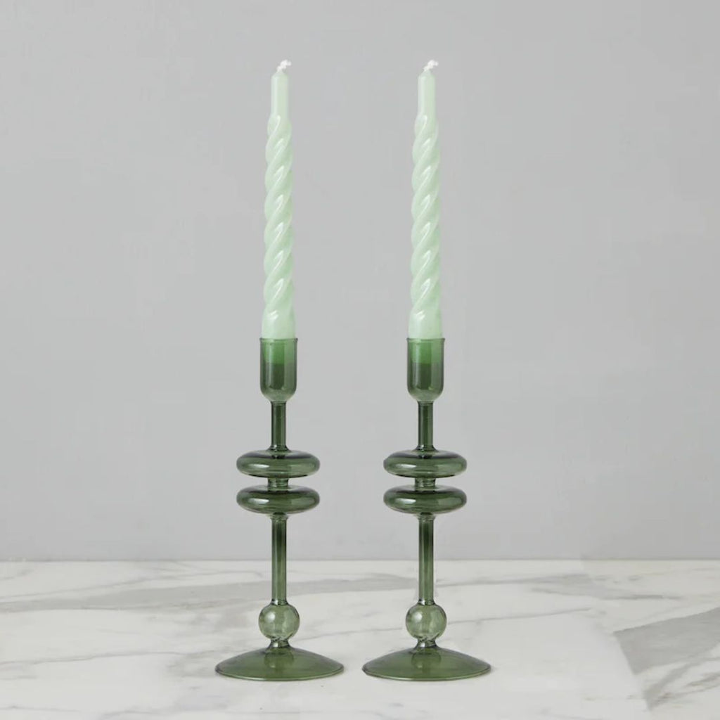 Emerald Glass Candlestick - Small