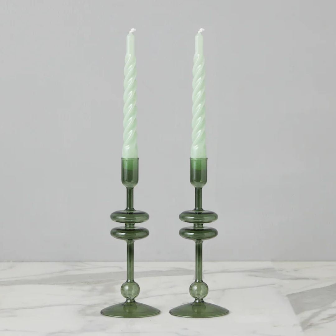 Emerald Glass Candlestick - Small