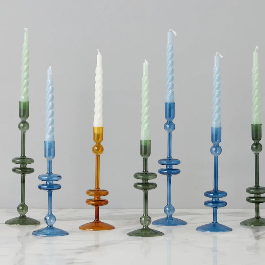 Emerald Glass Candlestick - Small
