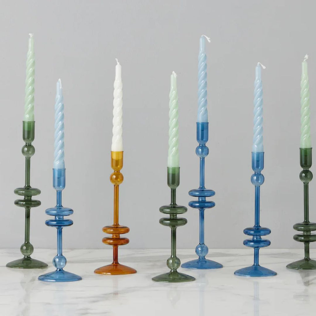 Emerald Glass Candlestick  - Large