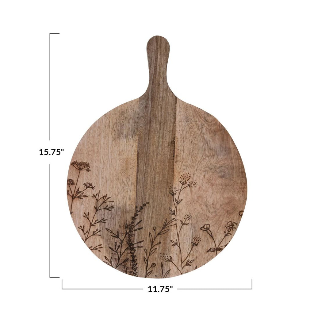 Etched Mango Wood Cheese Cutting Board