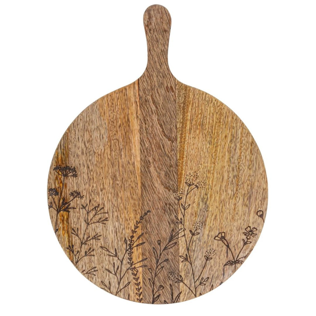Etched Mango Wood Cheese Cutting Board