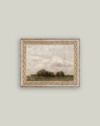 Tree and Cloud Landscape Framed Antique Art