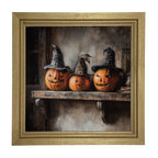 Trio of Jack-o-Lanterns in Witch Hats