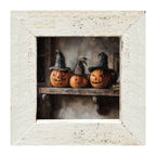 Trio of Jack-o-Lanterns in Witch Hats