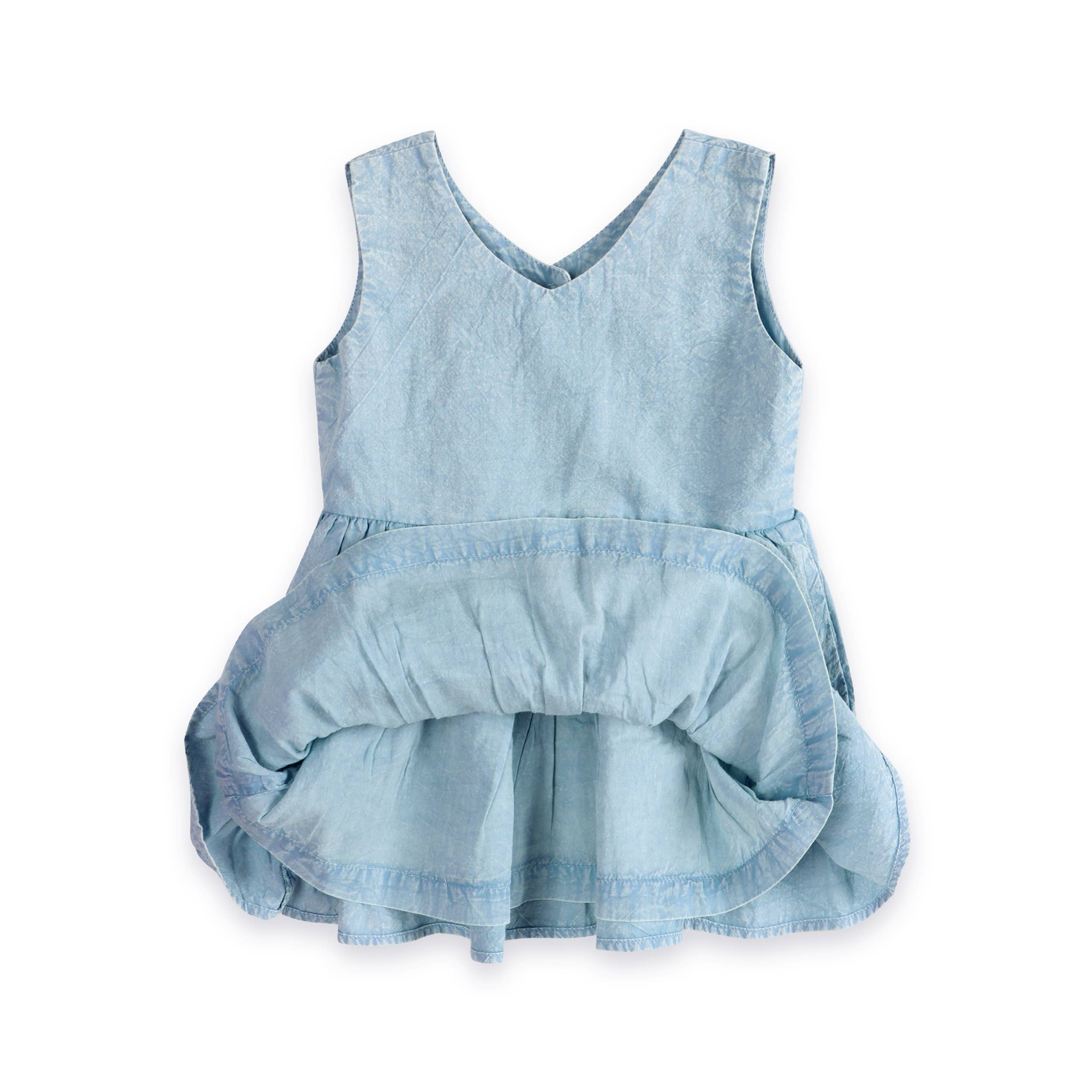 River Soft Hand-Dyed Denim Baby Dress + Bloomer