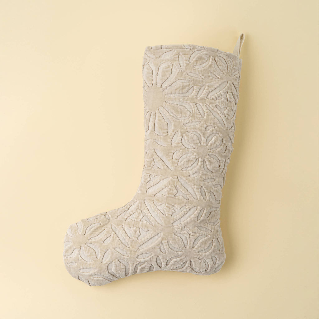 Velvet Cutwork Stocking Ivory
