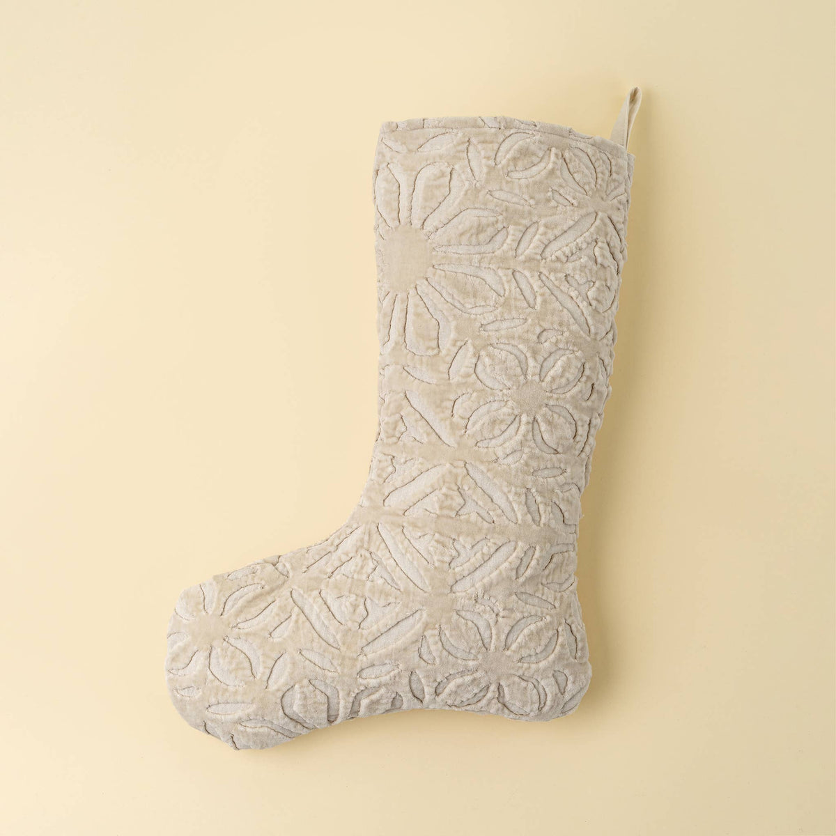 Velvet Cutwork Stocking Ivory