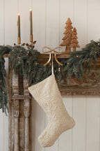 Velvet Cutwork Stocking Ivory
