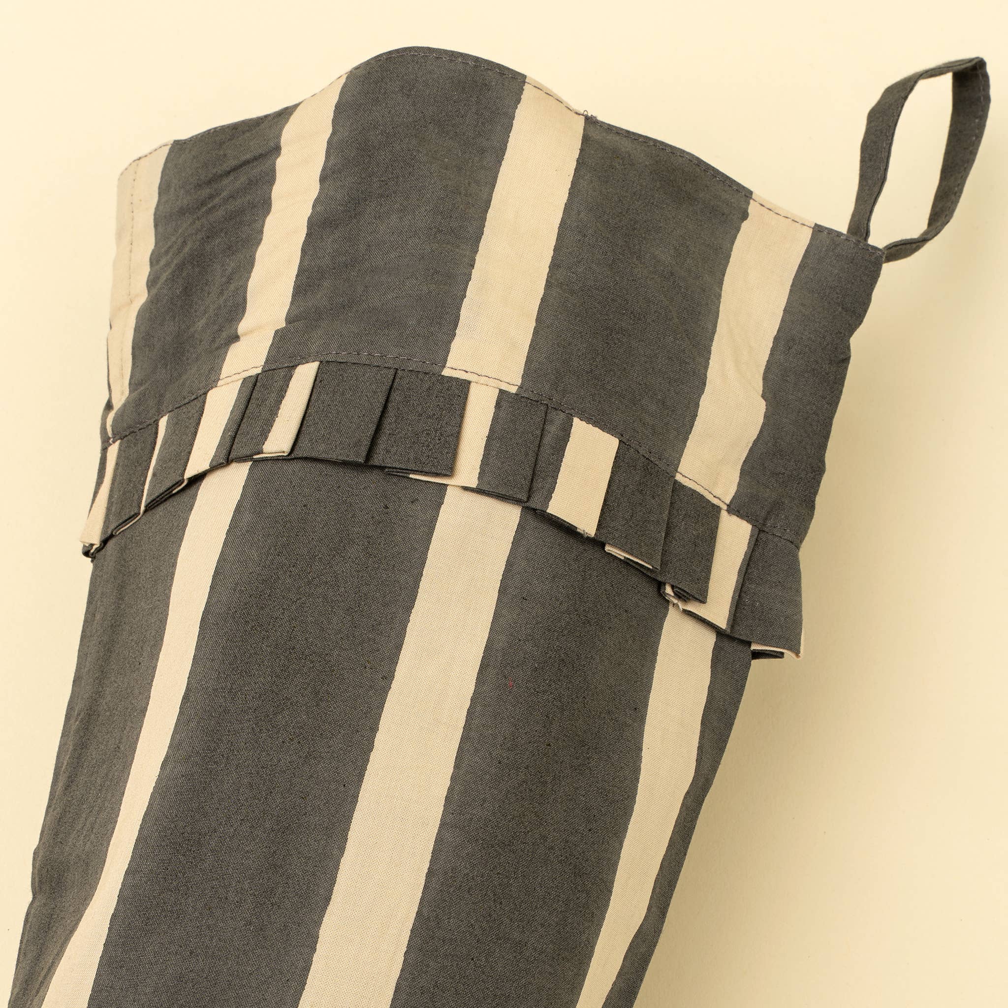 Block Print Stripe Stocking, Charcoal