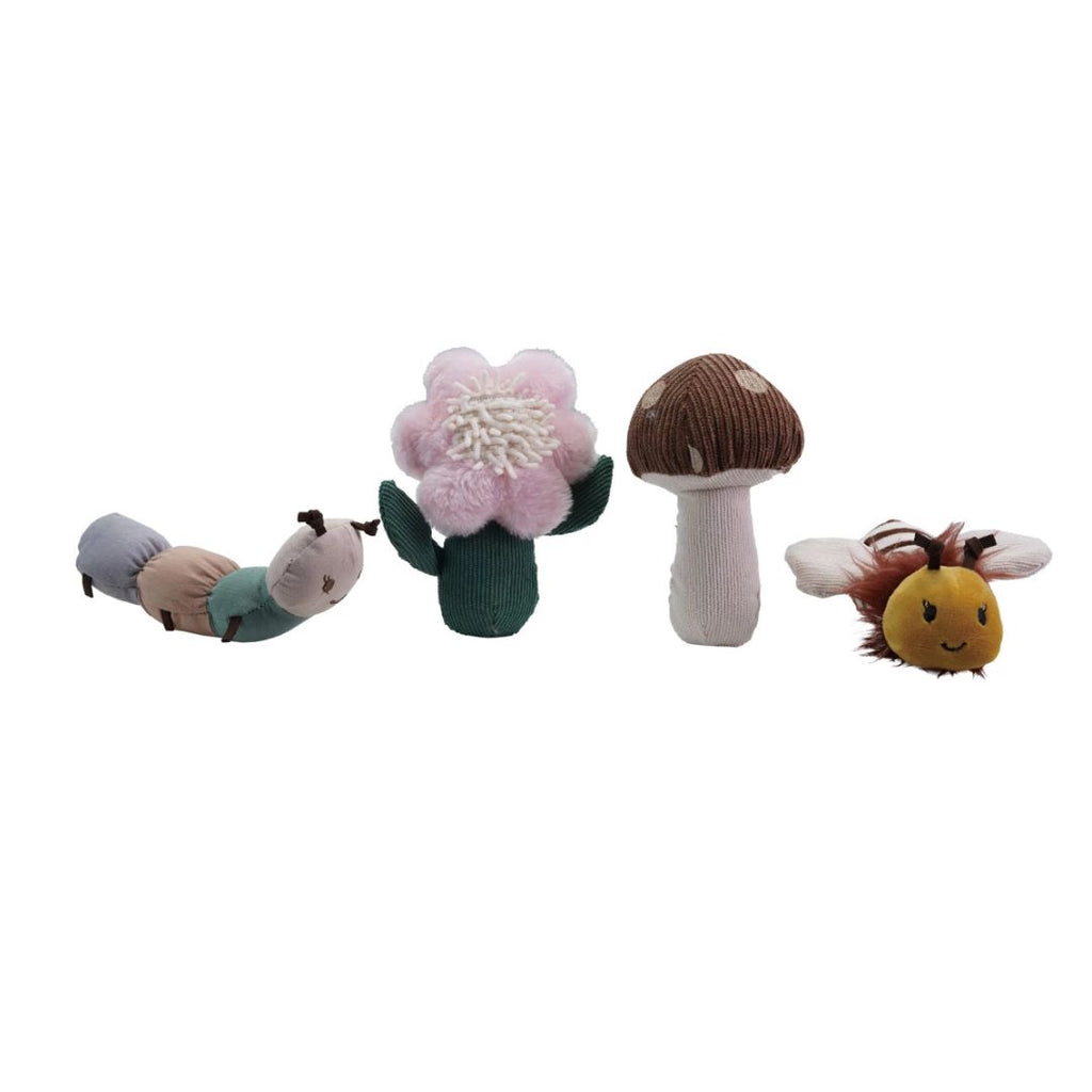 Leaf Pocket Play Set with Soft Flower, Caterpillar, Bee & Mushroom - 5-Piece Fabric Toy Set