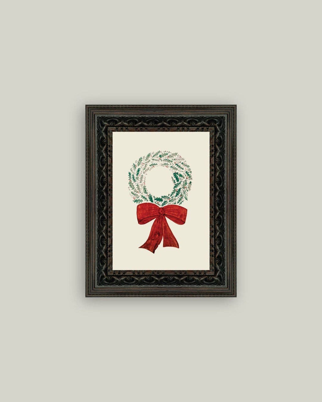 Christmas Wreath Framed Antique Art