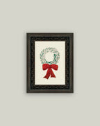 Christmas Wreath Framed Antique Art