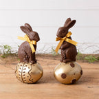 Lg Chocolate Rabbits on Gold Eggs