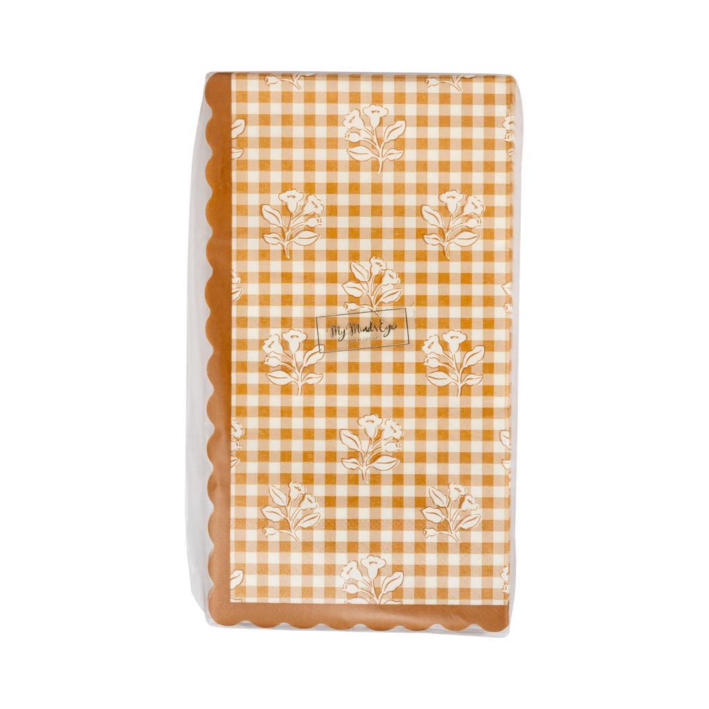 HRV1339 - Rust Gingham Block Print Dinner Paper Napkins