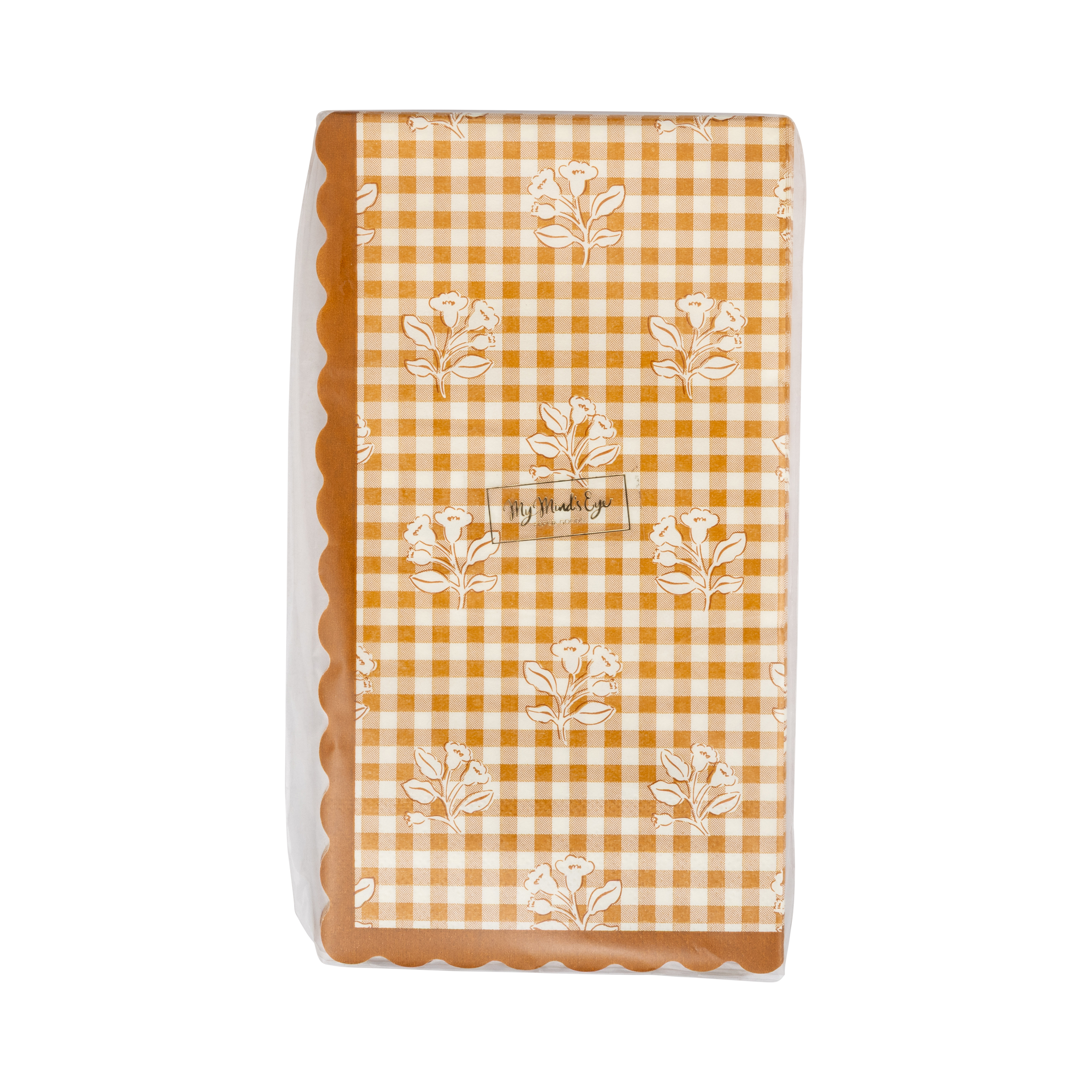 HRV1339 - Rust Gingham Block Print Dinner Paper Napkins