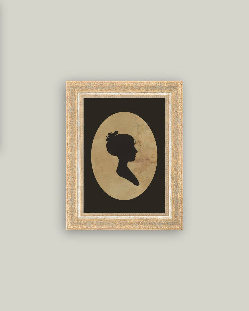 Silhouette of Woman Facing Left Framed Antique Art
