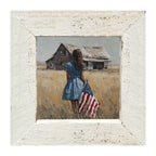Child With Flag - Girl in Blue Dress