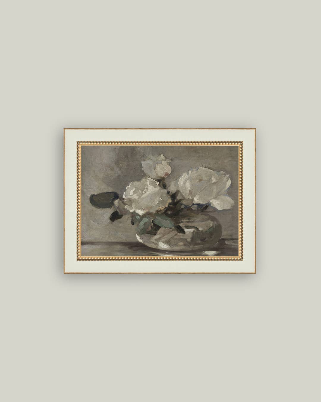 White Rose Vase Framed Antique Art