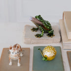 Enameled Metal Frog Shaped Trinket Box with Jewels - Gold & Green Finish