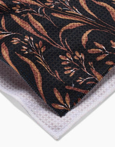 Vintage Grass Black Geometry Tea Towel