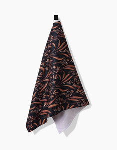 Vintage Grass Black Geometry Tea Towel