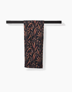 Vintage Grass Black Geometry Tea Towel