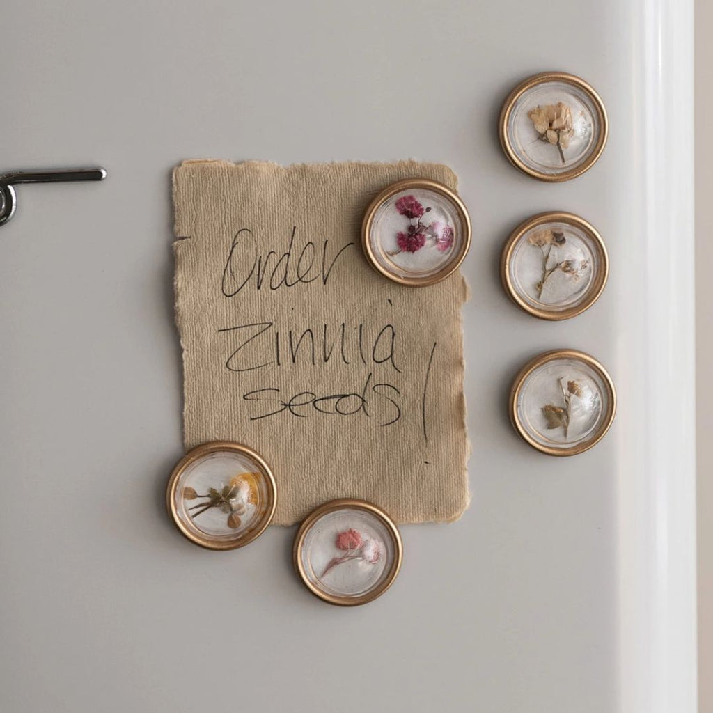 Glass Botanical Magnets - Set of 6