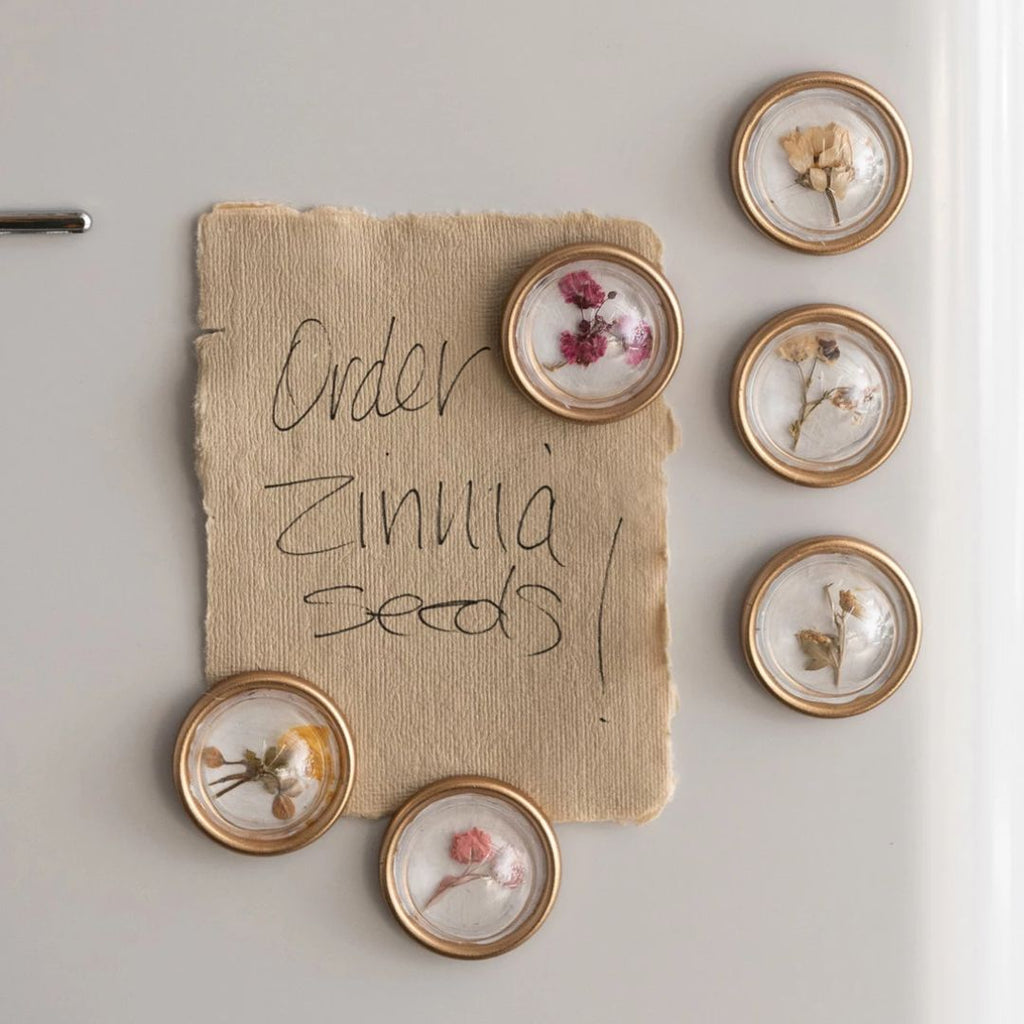 Glass Botanical Magnets - Set of 6