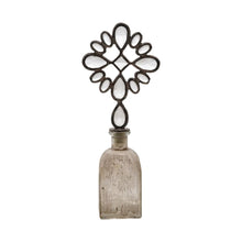 11" Glass Bottle with Stopper - Zinc Alloy Finish