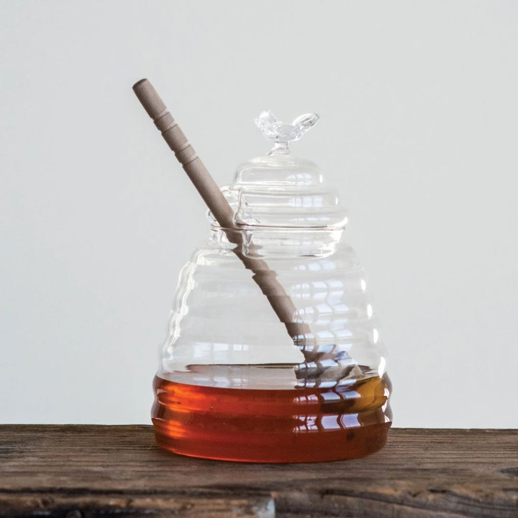 5" Glass Honey Jar with Dipper