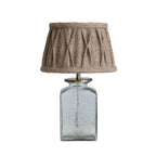 Glass & Metal Table Lamp with Pintucked Jute Shade - Antique Bronze Finish