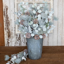 23" Glittery Snow Eucalyptus, Pine and Cones Spray