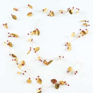 Gold Leaf & Wooden Bead Berry Garland