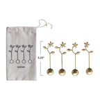 Gold Spoons with Flower Handles – Set of 4 in Drawstring Bag