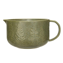 Green Stoneware Batter Bowl with Trees