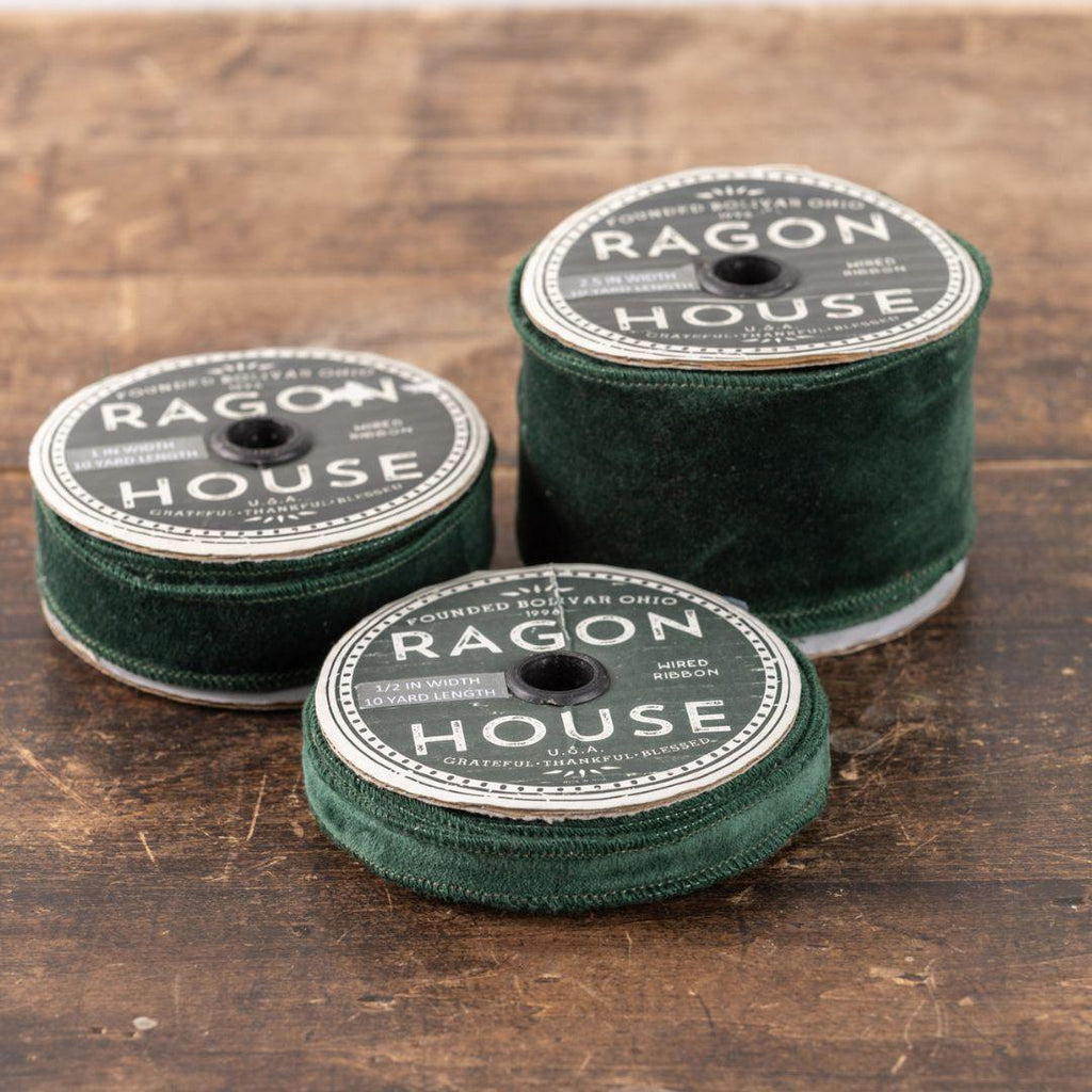 Emerald Green Velvet Ribbon - 1/2" width x 360" long