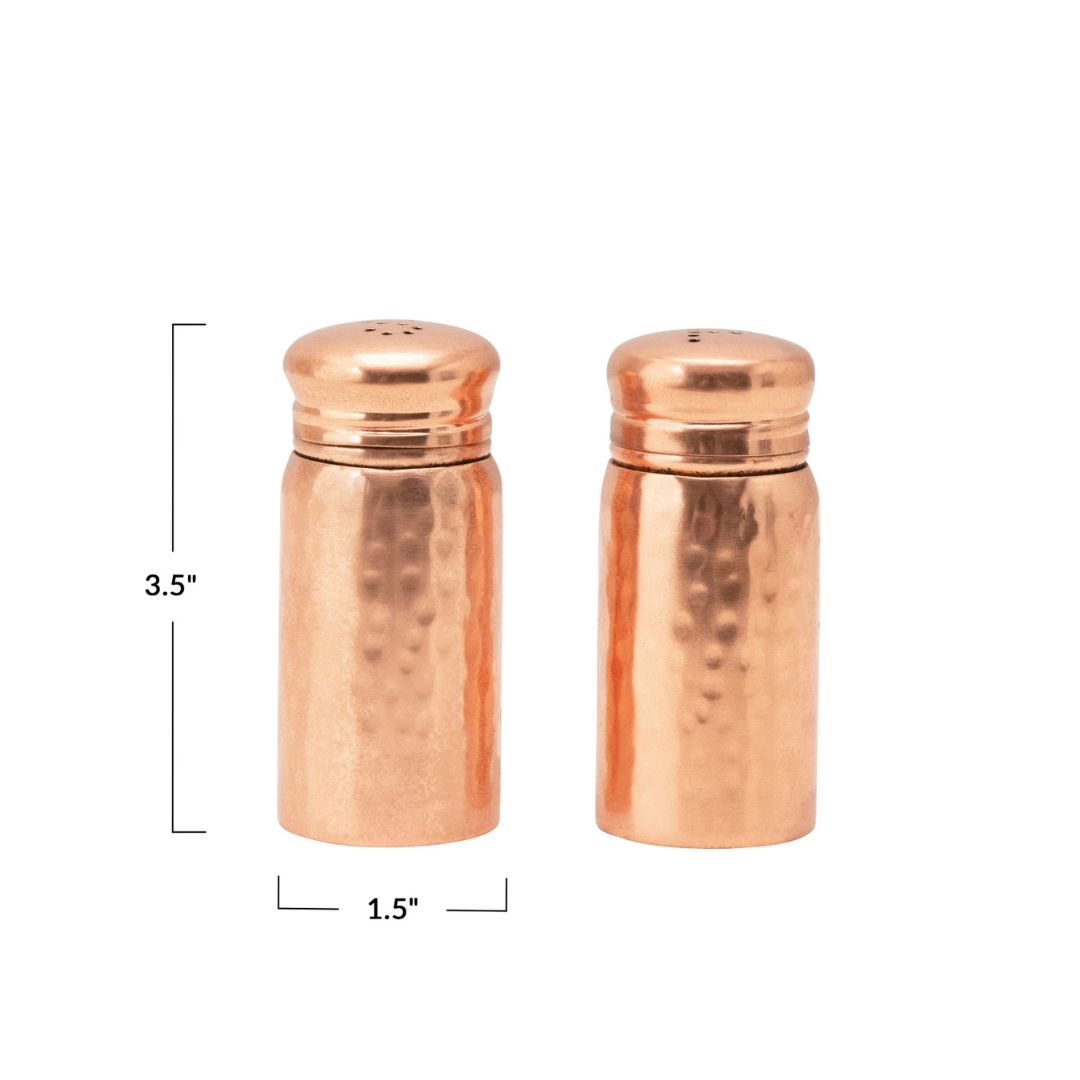 Hammered Salt and Pepper Shakers – Copper Finish