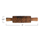 7" Hand Carved Mango Wood Rolling Pin - Medium