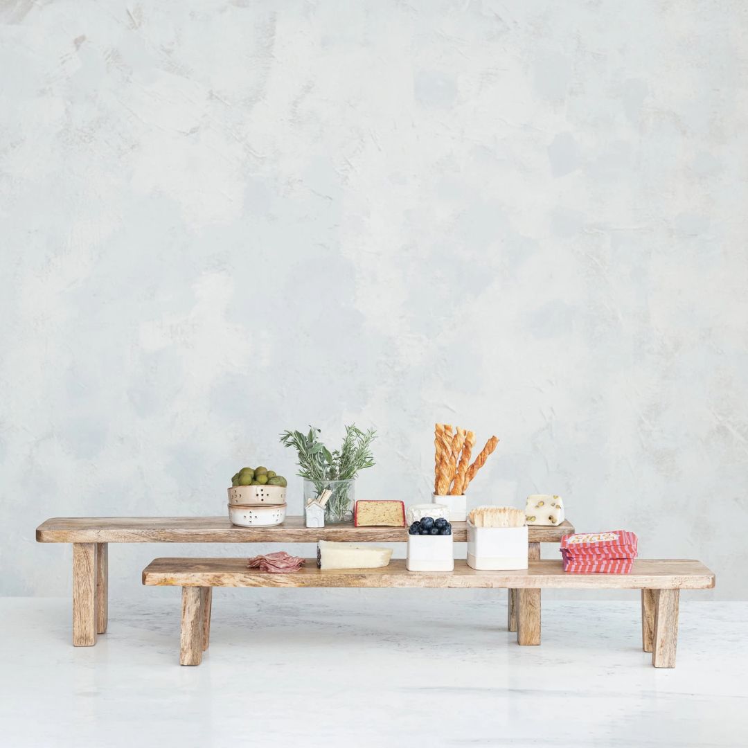 Hand - Carved Mango Wood Pedestal