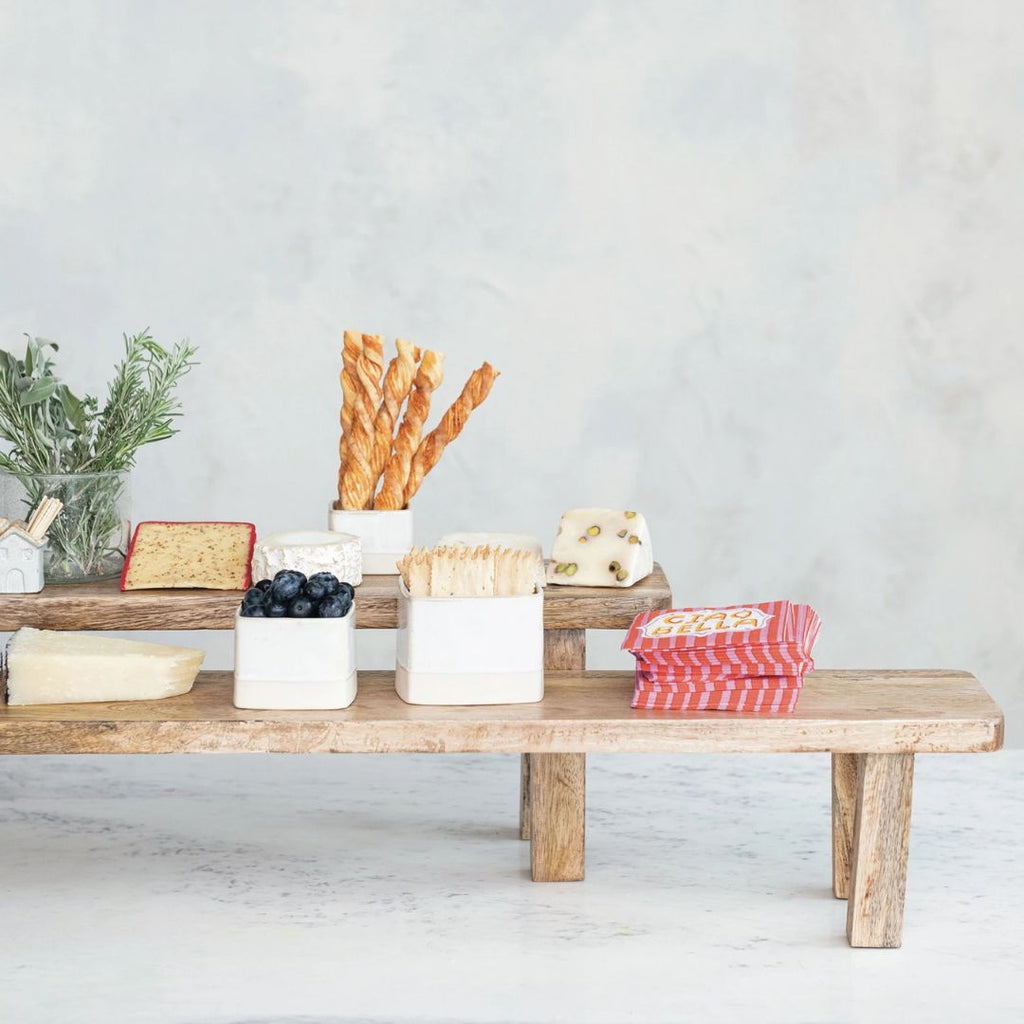 Hand - Carved Mango Wood Pedestal